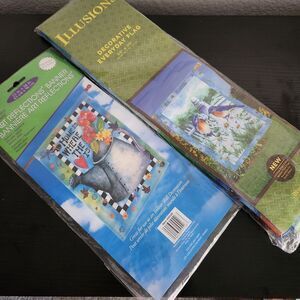 Illusions Large Porch Flags Bundle Of 2 Spring Theme 25in X 38in and 28in X 39in